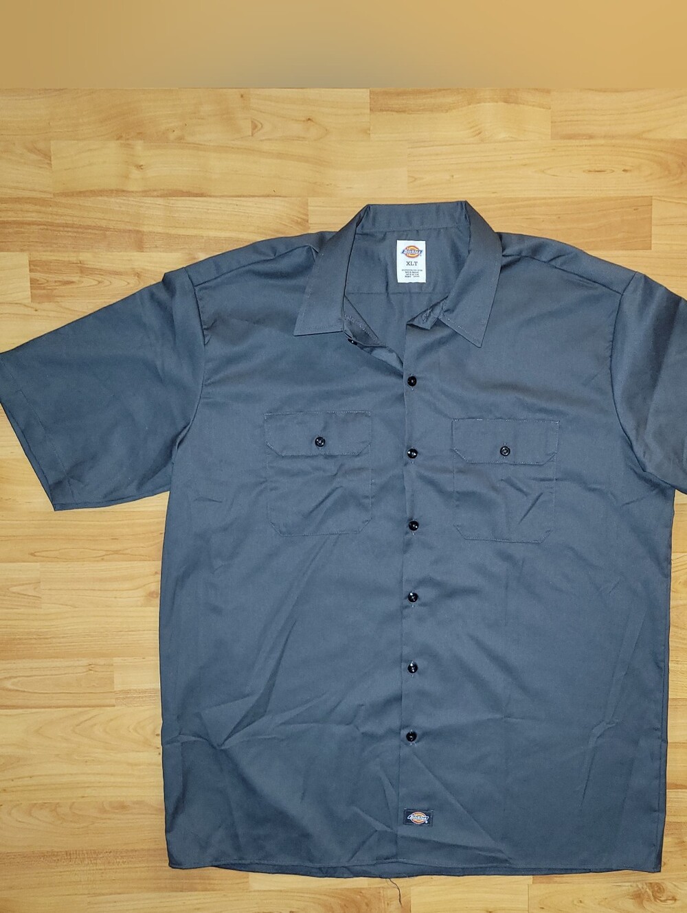 Dickies Gray Short Sleeve Button-Up Utility Heavyweight Workwear Shirt, Mens XLT